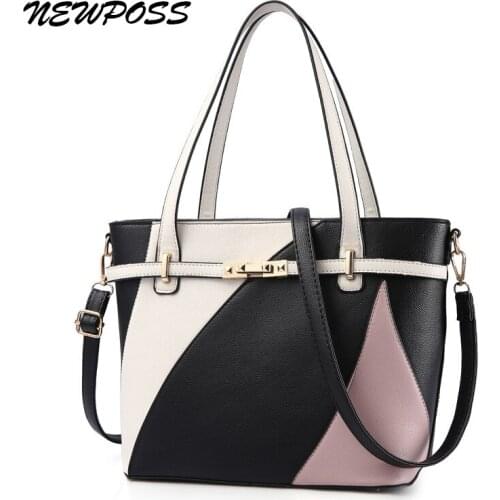 Newposs High Quality Shopping Bags For Women Lady PU Leather Tote Bag Handbag Large Capacity Shoulder Bag Female Shopping Purse