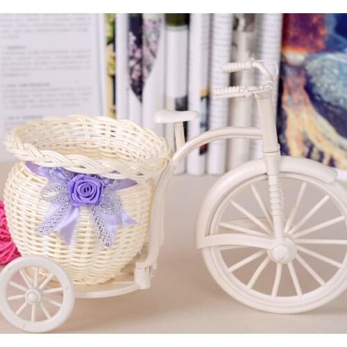 Rattan Craft big Vine basket Plastic Bicycle Vase For Artificial Flower Plants Wedding Christmas Party Home Decoration Gift