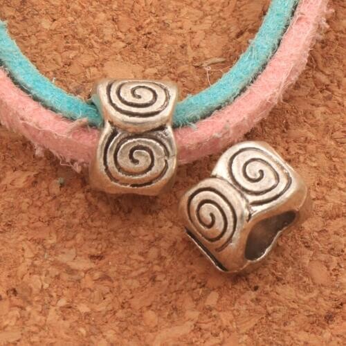 Swirl Circle Spacer Bead Big Hole Beads 8.5x8.5x6mm 37pcs Zinc Alloy Dangle Fit European Bracelets L1355