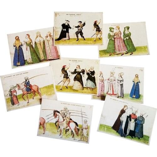 16pcs/lot Vintage Ancient Humans Life Postcard Fashion Creative Card Postcard Birthday Greeting Card Classical Greeting Cards