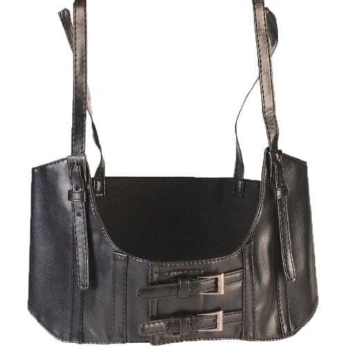 Vintage Women Corset vest Steampunk Harness Stretchy Waistcoat Wide Cincher with Buckle Cummerbunds