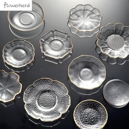 Japanese Style Round Insulated Glass Tea Mat Saucer Teaware Creative Kung Fu Tea Set Cup Holder Phnom Penh Saucer