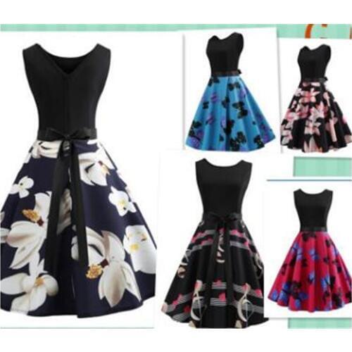 Womens Ladies 50s Style Vintage Retro Rockabilly Evening Party Swing Dress