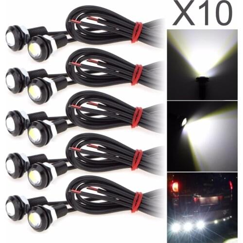 10pcs White 6000K Eagle Eye 9W 18MM 5730 Chip Car Fog Light 12V Auto Day Running Light Bulb Reverse Backup Parking Signal Lamp