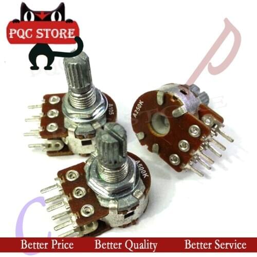 Taiwan-produced 16-type potentiometer Class A dual 6-pin PCB foot resistance value A1M A100K A250K A500KB250K