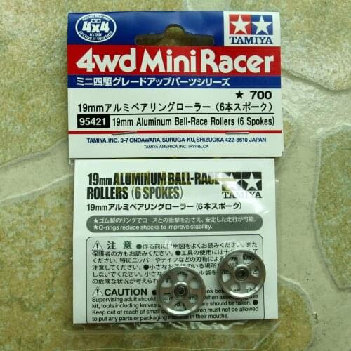 2Pcs(1 Bag) 95421 19mm Aluminum Ball-Race Rollers 6 Spokes Guide Wheels Spare Parts For Tamiya Mini 4WD Racing Car Model