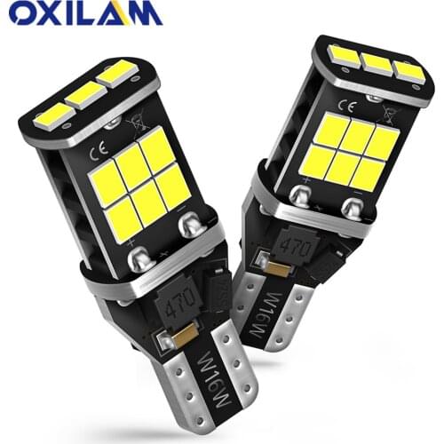 2Pcs W16W LED Canbus T15 LED Super Bright Reversing Light 2835 SMD 921 912 LED Bulbs Error Free Auto Signal Lamp 6000K White 12V