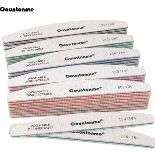 20Pcs/50Pcs Professional Nail Files 100/180/240 Boat Printed Buffers Thick Sandpaper Emery Board Trimmer Nail File Sanding Tools