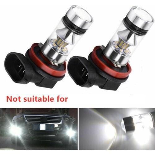2X H8 H11 H16 6000K White 100W High Power LED Fog Light Driving Bulb DRL