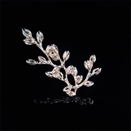 50pcs Leaves Leaf Alloy Metal Rhinestone Applique Pendant Hairpin Headwear Accessories Brooch Necklace Garment Embellishment