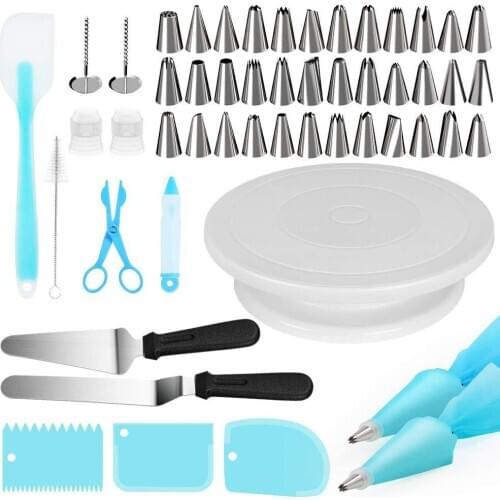 52-pcs multi-function cake flower mouth turntable set nozzle flower bag converter kitchen dessert baking tool cake decoration