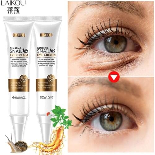 Snail Essence Eye Cream Anti Wrinkle Fine Lines Remover Ginseng Serum Anti-aging Dark Circle Eye Bag Remove Eyes Cream