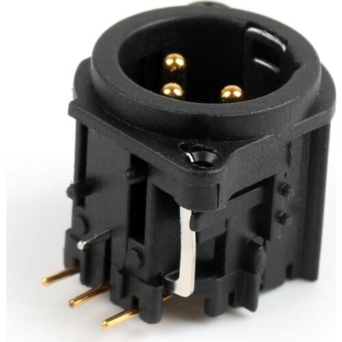 Artudatech 100 Pcs 3Pole Gold Right Angle XLR Male Chassis PCB Panel Socket Connector For Mic Jack Parts