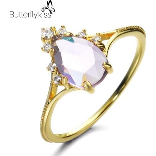 BK 925 Sterling Silver Rings For Women Natural Brazilian Amethyst Water Drop Vintage Geometric Anniversary Fine Jewelry Gifts