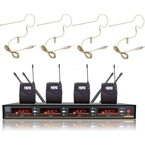 Bolymic Microphone Church Systems 4 x 100 Channels Beige Headset uhf Wireless Microphones for Sennheiser uhf System