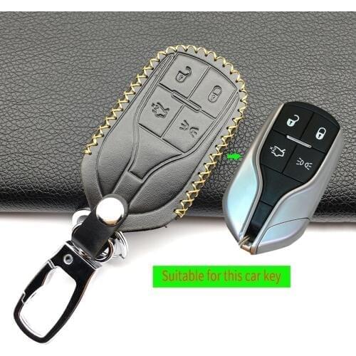 High quality genuine leather car key case cover for Masarati ghibli 2017 2013 2014 quattroporte 2015 2017 levante 2016 4 buttons