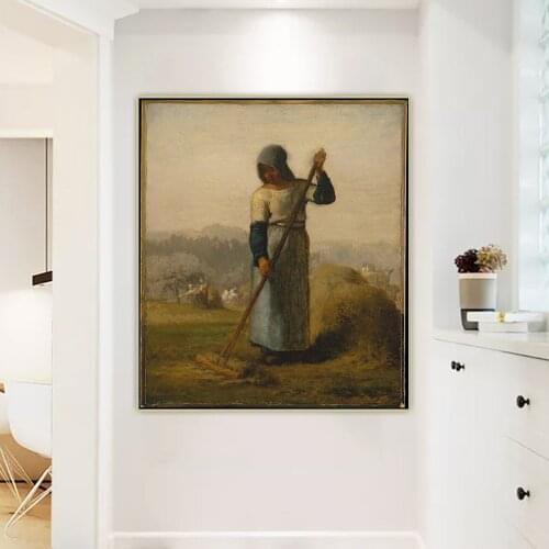 Citon Jean Francois Millet《Woman with a Rake》Canvas Art Oil Painting Artwork Poster Picture Wall Decor Backdrop Home Decoration