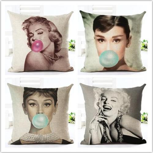 Retro Famous Person Style 45*45cm Square Home Decorative Pillow Music Note Printed Throw Pillows Car Home Decor Cushion Cojines