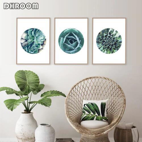 DHROOM Botanical Wall Art Posters Prints Succulents Nature Plant Canvas Art Painting Succulent Wall Picture Home Decor