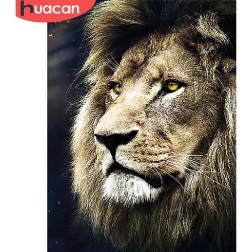 HUACAN Diamond Painting Lion Full Square Round Needlework Diamond Art Embroidery Animal Diamond Mosaic Cross Stitch Home Decor