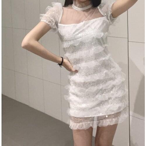 Cocktail Dresses for Women Sequins Cake Dresses See Through Party Dress Women Short Party Dresses Homecoming Dress 2021