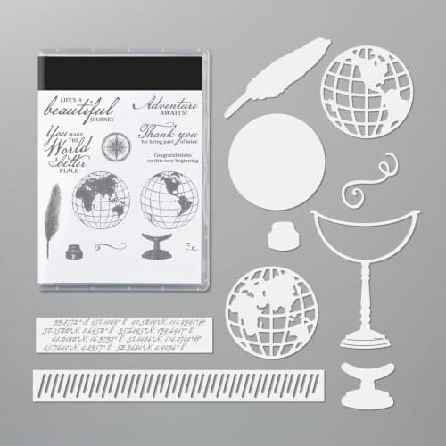 Globe Moon Light Circle Metal Cutting Dies Geographical Background Clear Stamps DIY Scrapbooking Stencil Decoration Template