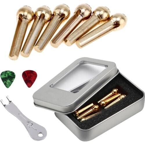 Metal Acoustic Guitar Bridge Pins 6pcs Brass Guitar Strings Fixed Cone String Pins String Nails
