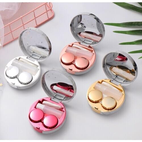 1Pc 2021 Hot Mini Contact Lens Case Cute Marble Stripe Travel Make Up Beauty Pupil Storage Box Eyes Care Kit Holder Container Su