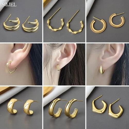 Minimalist Metal Square Circle Geometric Earrings for Women Girl Wedding Party Jewelry Twist Round Drop Earring Ring