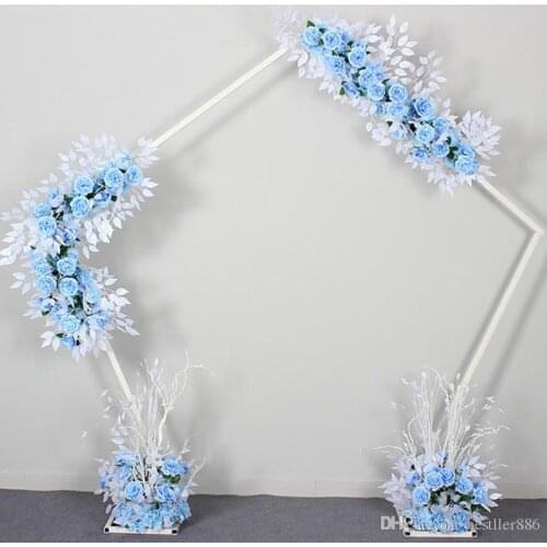 New wedding wrought iron stand shaped pentagon geometry road lead iron arch shelf European forest DIY wedding scene layout props