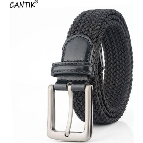 CANTIK New Good Quality Knitted Nylon Elastic Belt Pin Buckle Model Jeans Accessories Many Colours to Choose 3.5cm Width CBCA141