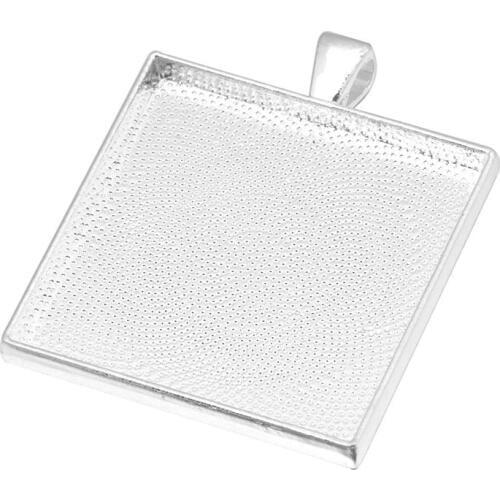 10pcs/lot 35mm Cabochons Bases Jewelry Settings Pendant Bezel Trays Fit 35mm Square Glass Cabochon Cameo DIY Necklace Findings