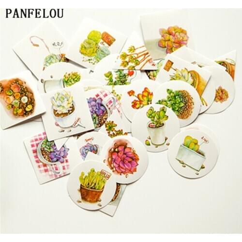 PANFELOU 1bag=40PCS fleshiness The sealing paste adhesive paper stickers Hand account Scrapbooking DIY Album book cards