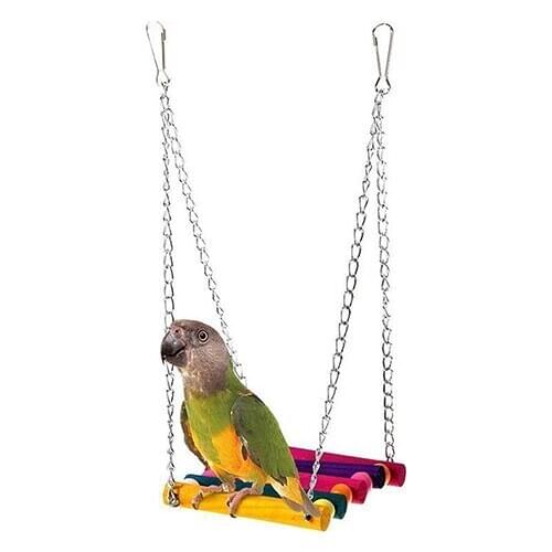 Pet Bird Parrot Parakeet Budgie Cockatiel Wooden Cage Hammock Swing Hanging Toy