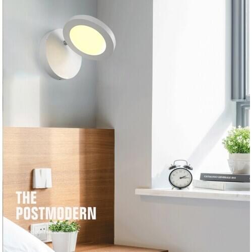 Post Mordern Nordic ABS Cover 7W LED White/Black Paint Frosted Metal Aluminum Round Wall Lamp for Living Room Aisle Corridor