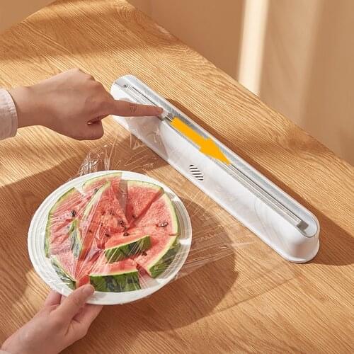 Suction Cup Type Plastic Wrap Cutter Household Divider Adjustable Storage Cutting Box Creative Kitchen Supplies Tools
