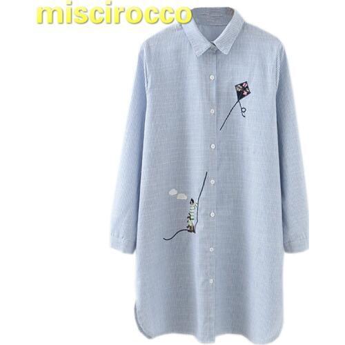 Pregnant Womens Shirt Spring New Mid-long Striped Shirt Large Size Professional Dress Maternity Shirts