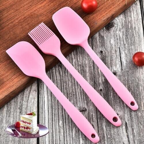 Silicone scraper 3-Piece Set cake duster oil brush Silicone kitchenware set high temperature resistant baking tool set