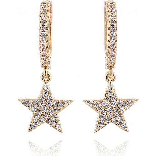 SIPENGJEL Fashion Zircon Star Dangle Drop Earrings Punk Geometric Pendant Hoop Earrings For Women Party Jewelry 2021 Trend