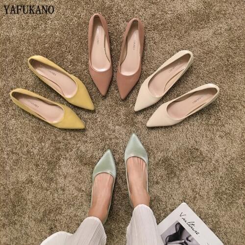 Simple Small Fresh High Heels 2020 Pointed Toe Thin Heels Pumps Sweet Candy Color Party Dress Womens Shoes Lady Office Work Shoe