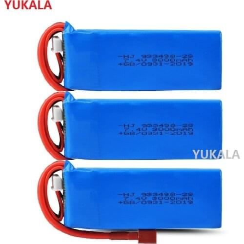 YUKALA Wltoys 144001 124018 124019 R/C truck 7.4V 3000mAh Upgrade large Lipo Battery/charger R/C Car Spare Parts