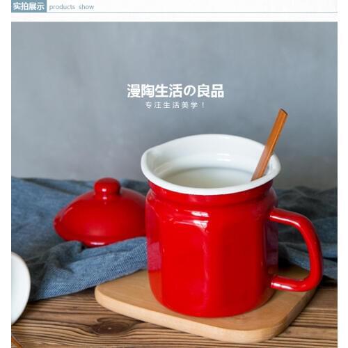 Japanese porcelain enamel cup cold lemon tea cup instant noodles milk bay food cup kitchen small oil pot with lid storage tank