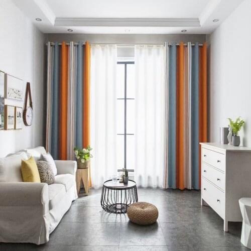 Bohemian Orange-gray Thermal Semi-shade Bedroom Curtains Nordic Minimalist White Deer Head Embroidered Sheer Tulle Drape MY033-5