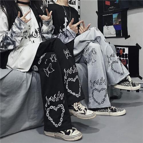 Harajuku Women Pants Gothic Streetwear Wide Leg Trousers Hip Hop Y2k Femme Pantalon Vintage Jogger Indie Clothes Egirl Aesthetic
