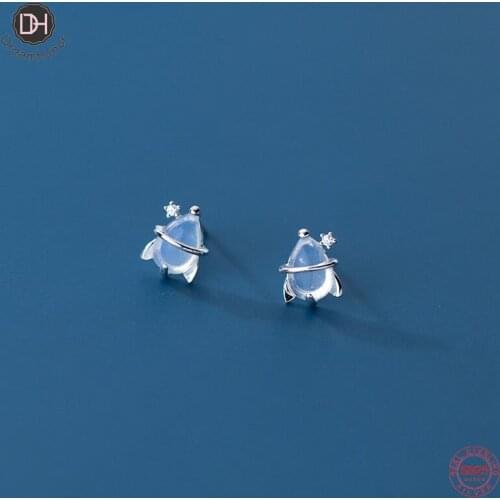 Dreamhonor 925 Sterling Silver Single Zircon Rocket Shape Stud Earrings Wholesale Drop Shipping