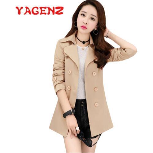 YAGENZ Thin Trench Coat Women Short Coat Oversized Spring And Autumn Clothes Female Basic Coats With Belt Short Windbreaker 428