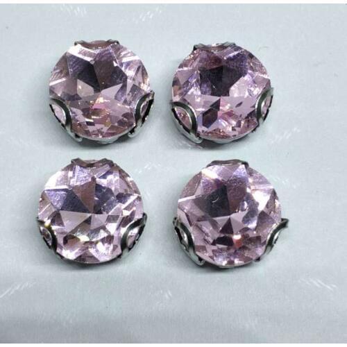 The Stone Flower Pink Crystal Glass Sewing Rhinestones with D Shape Claw DIY Jeans Woman and Wedding Dresses