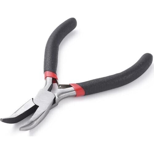 1Pc Carbon Steel Jewelry Pliers Bent Nose Plier Bend Wire Polishing Black Tools For Jewelry Making.12.5cm long