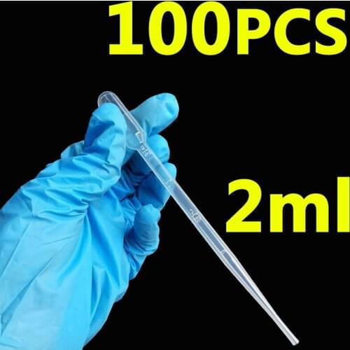 100 Pcs/lot 2ml Disposable Plastic Eye Dropper Set Transfer Graduated Pipettes Polyethylene for Experiment Medical