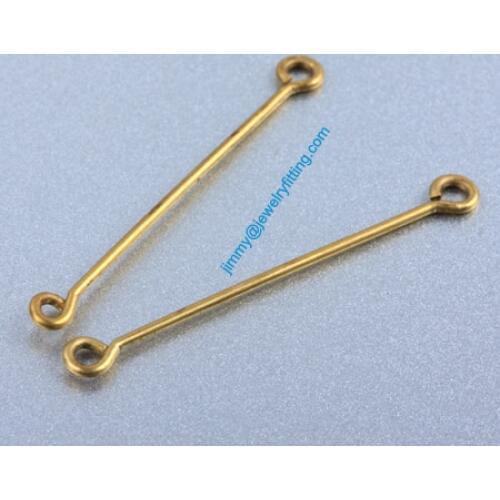 2013 Raw Brass Jewelry Making findings double Eyes Pins ;two eyes Pins findings 1*40mm shipping free